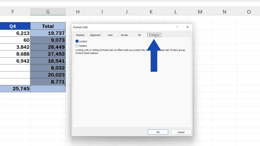 How to Hide Formulas in Excel - go to the tab Protection