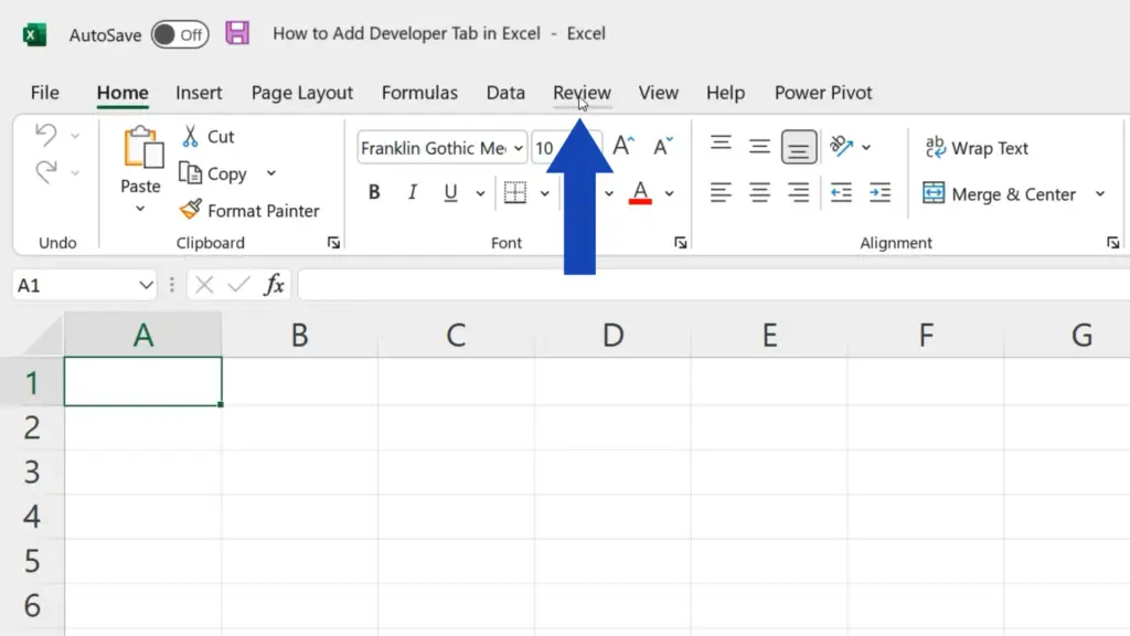 How to Add Developer Tab in Excel - right-click on any tab name