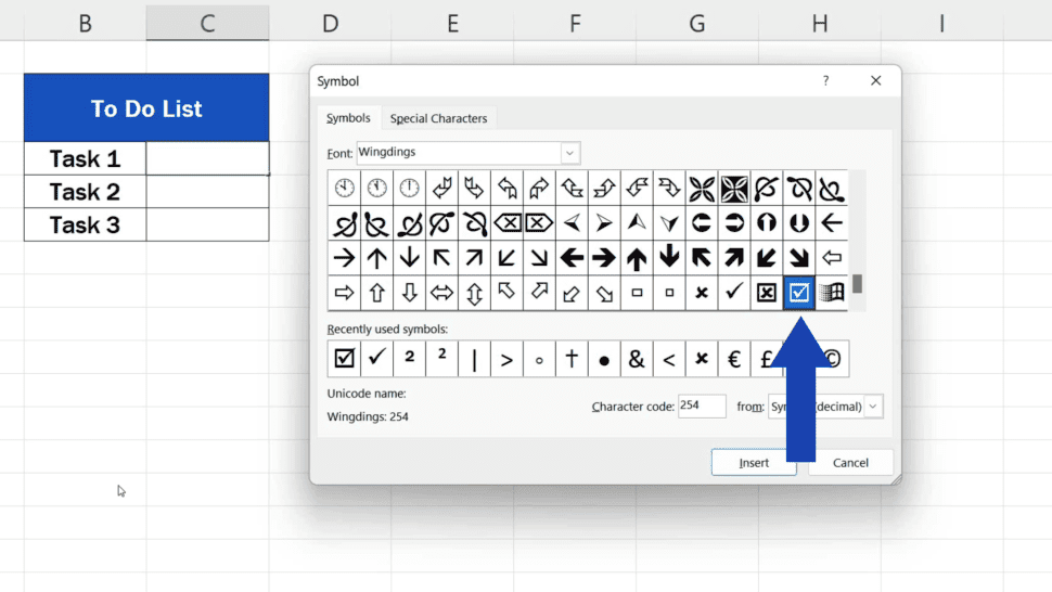 How to Insert a Check Mark in Excel