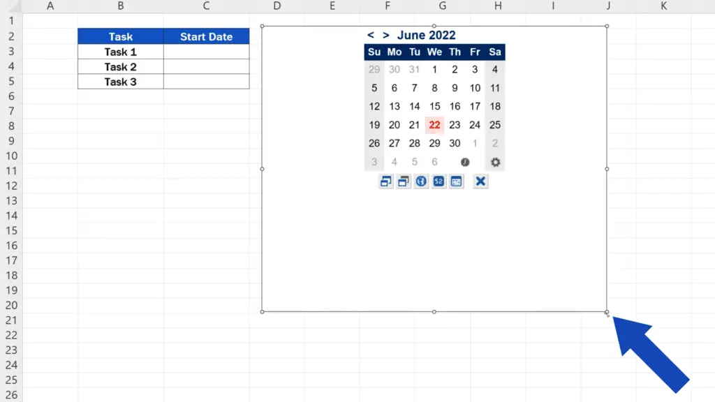 How to Insert a Calendar in Excel - Change its size