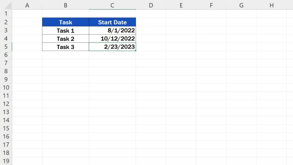 How to Insert a Calendar in Excel - The calendar is gone