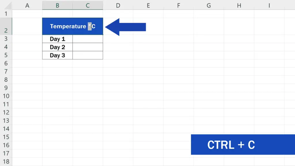 How to Insert the Degree Symbol in Excel - copy the symbol form the header