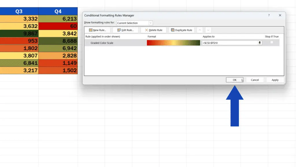 How to Create a Heat Map in Excel - confirm by pressing OK