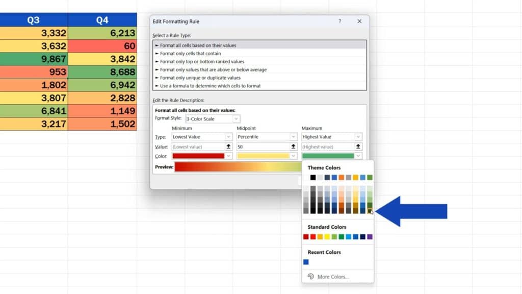 How to Create a Heat Map in Excel - dark green for maximum