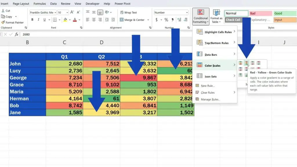 How to Create a Heat Map in Excel - vice versa