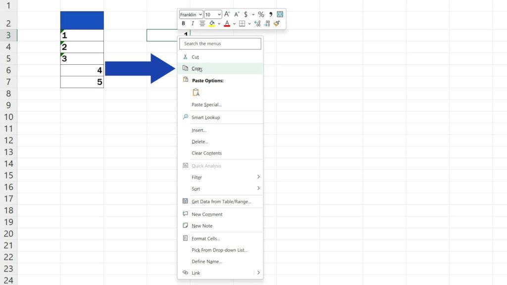 How to Convert Text to Number in Excel - select Copy