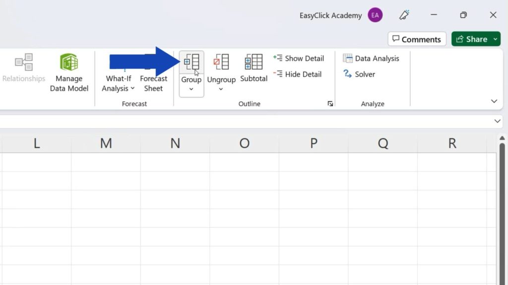 How to Group Rows in Excel - click on the ‘Group’ button