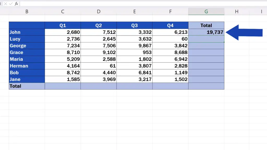 Shortcut Key for Sum in Excel - press Enter