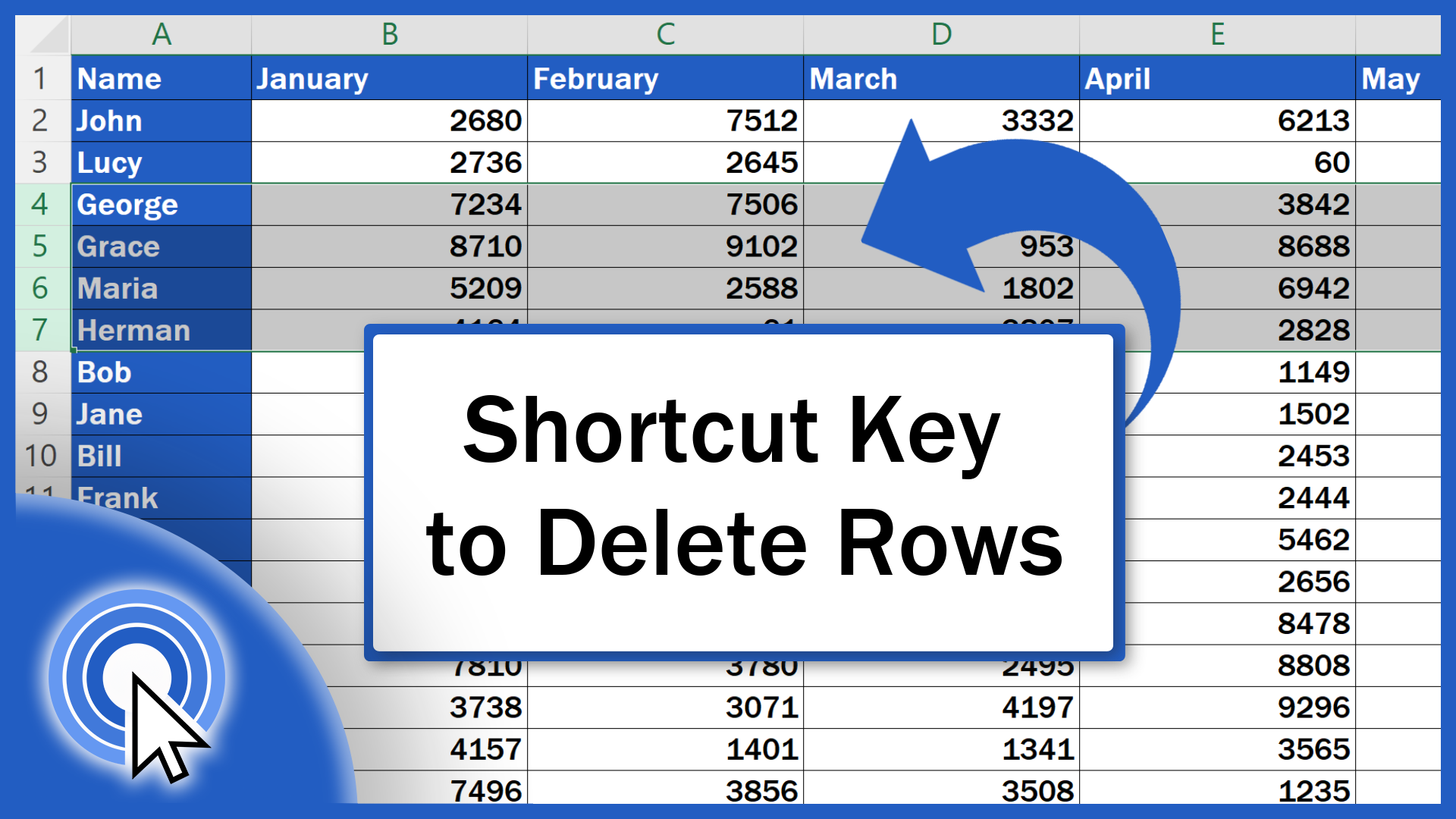 Shortcut Key to Delete Rows in Exce