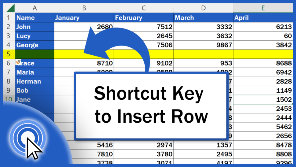 Shortcut Key to Insert Row in Excel