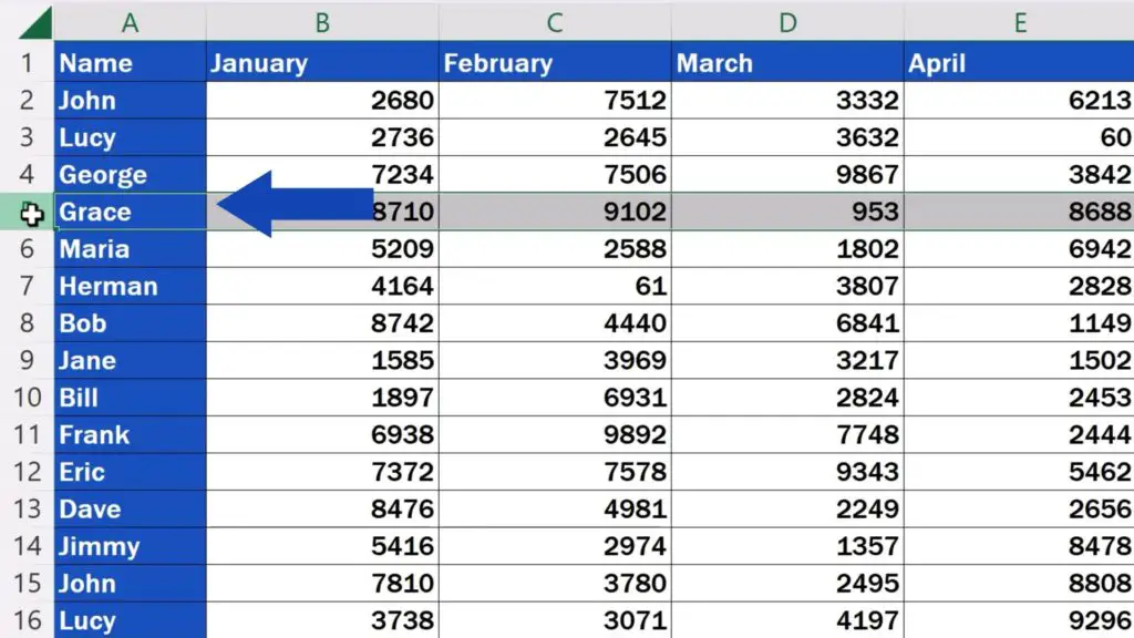 Shortcut Key to Insert Rows in Excel - Select the Row Position