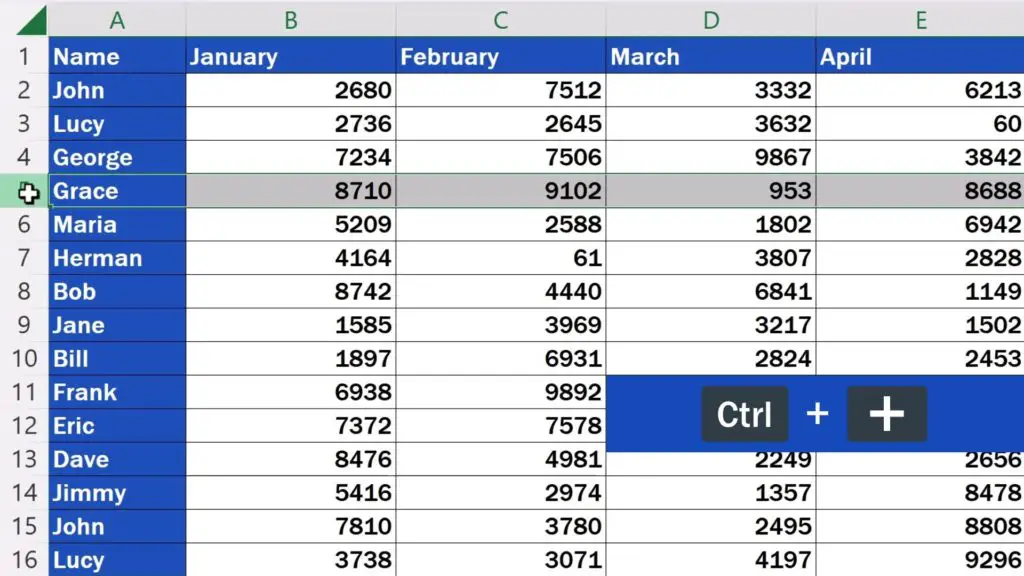 Shortcut Key to Insert Rows in Excel - hotkey using Control with the plus sign