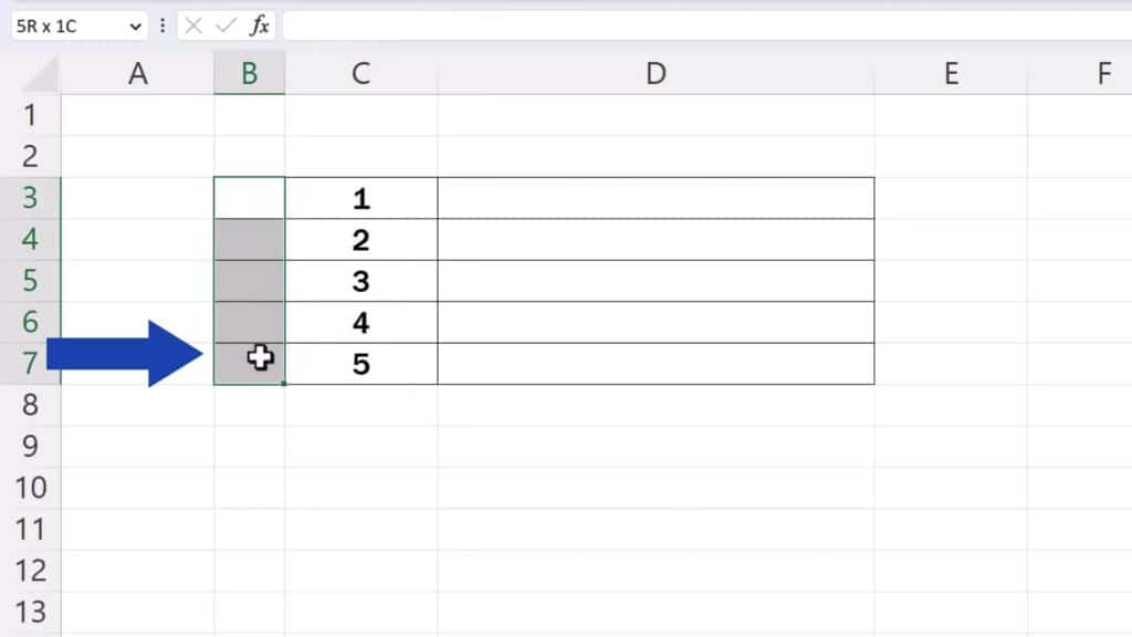 How to Write Vertically in Excel - select the cells where you want the vertical text to appear