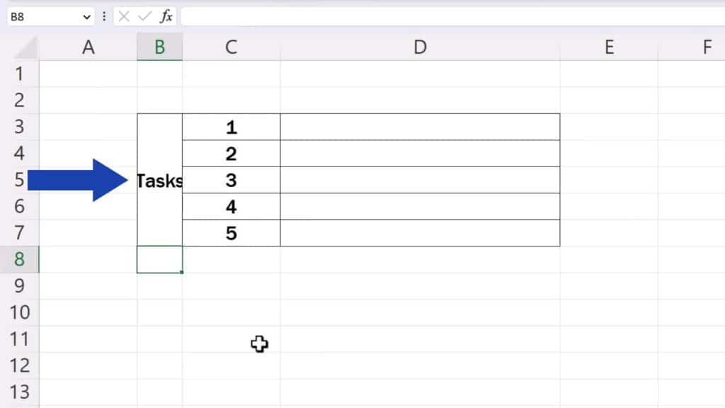 How to Write Vertically in Excel - type in the text you need to display vertically