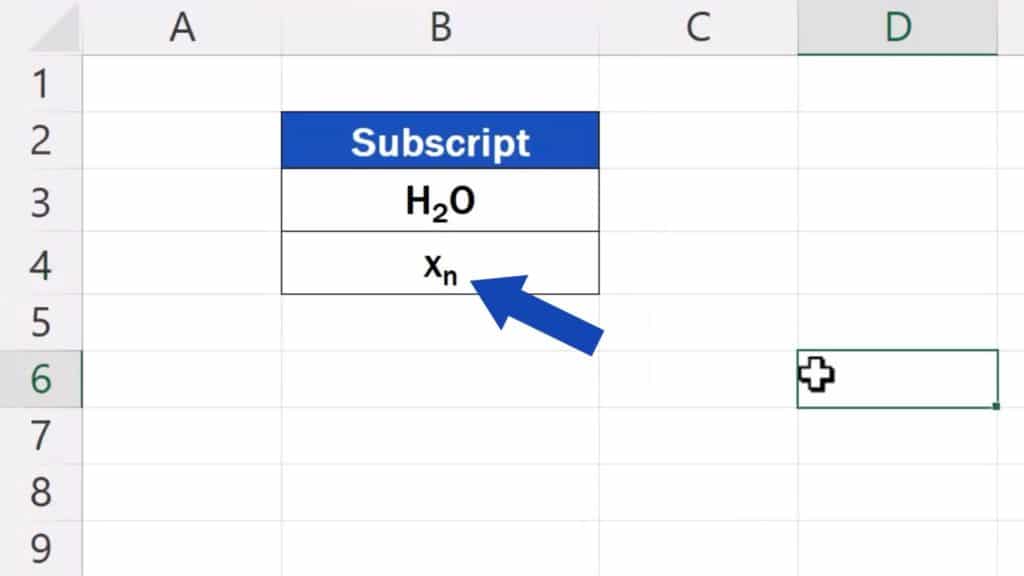 How to Add Subscript in Excel - Subscript shows in the cell