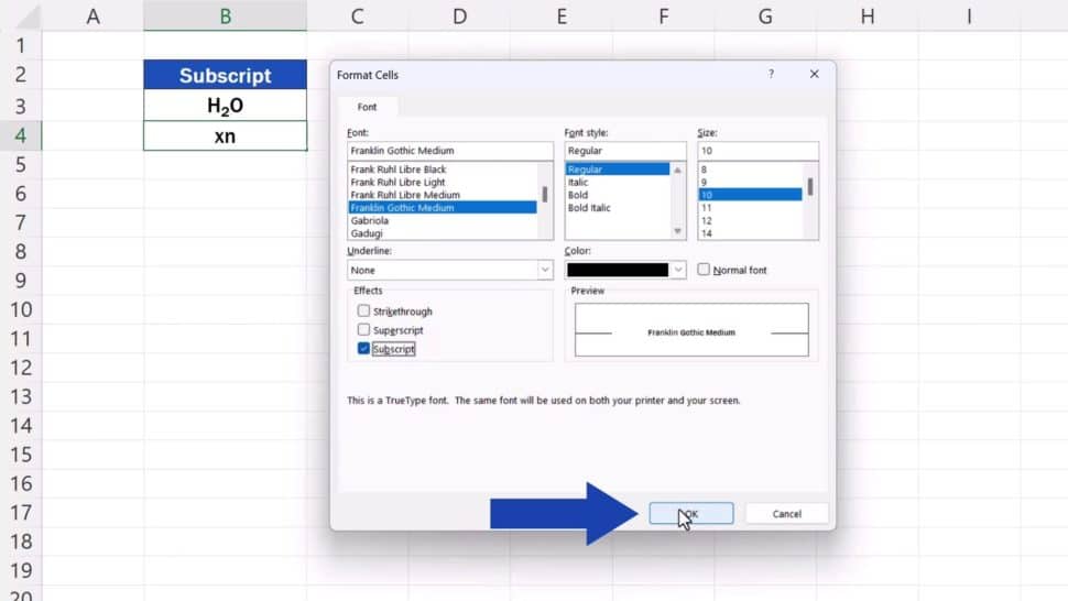 How to Add Subscript in Excel (the Simplest Way) - EasyClick ...