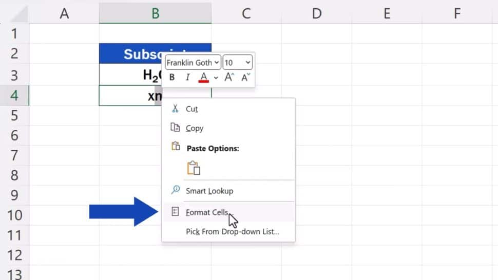 How to Add Subscript in Excel (the Simplest Way) - EasyClick ...