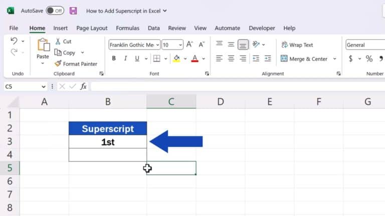 How to Add Superscript in Excel