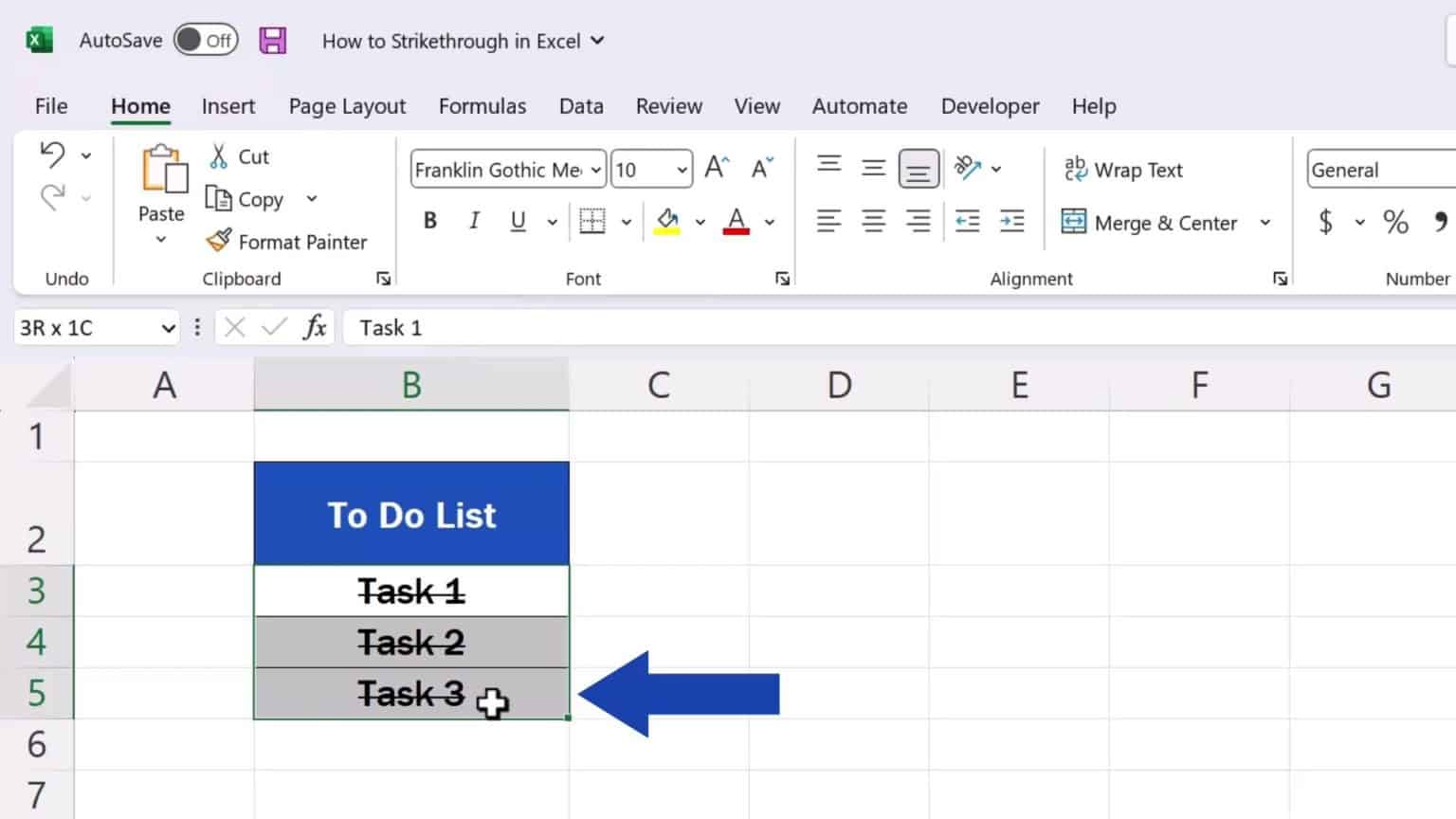 How to Strikethrough in Excel