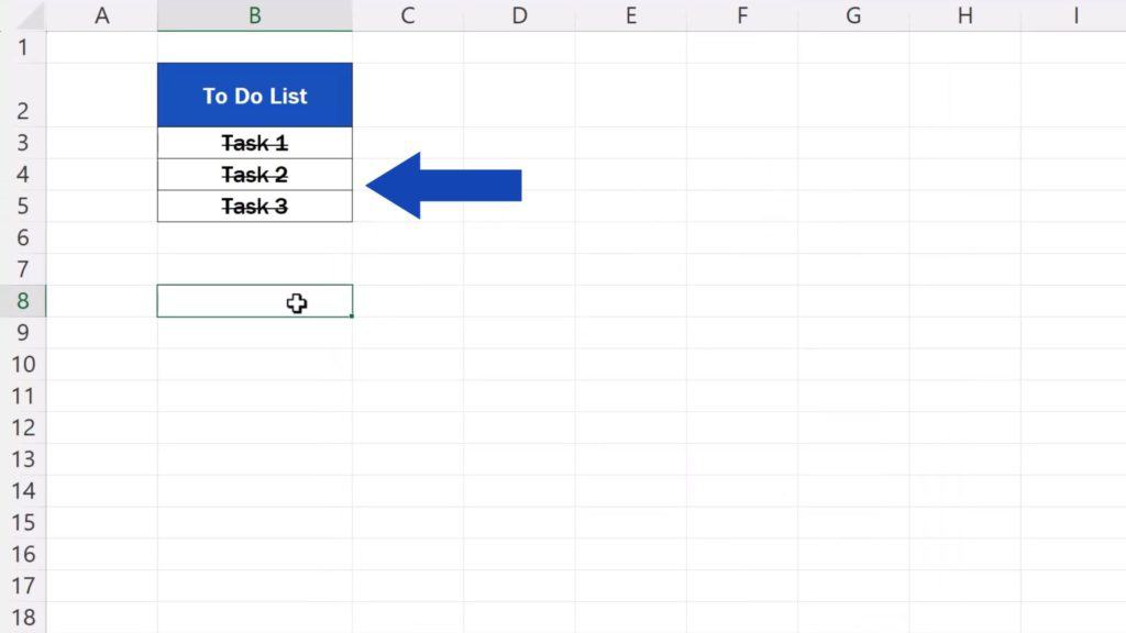 How to Strikethrough in Excel - strike-through effect has been applied