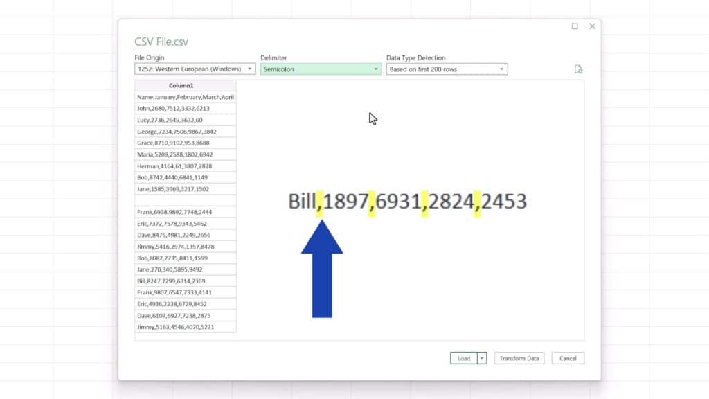 How to Convert CSV to Excel - The comma here works as a separator