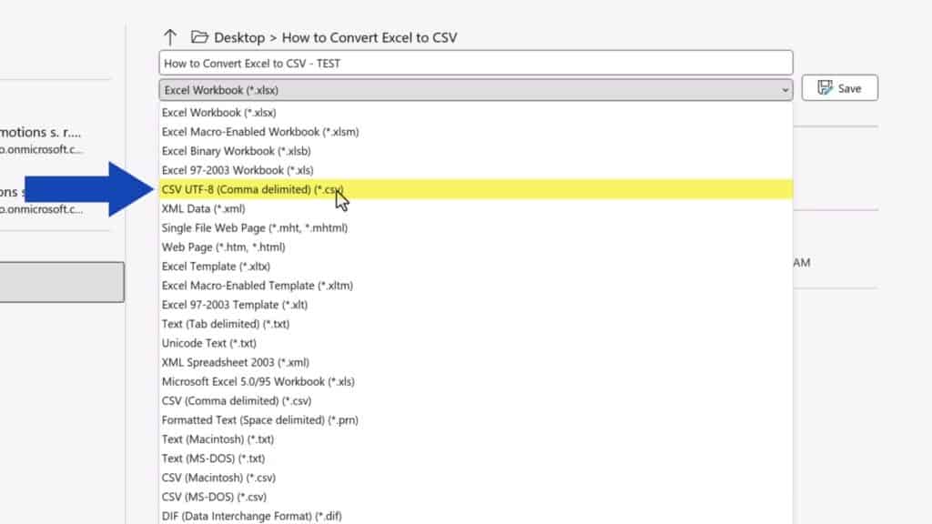 How to Convert Excel to CSV - ‘CSV UTF-8’ File Type