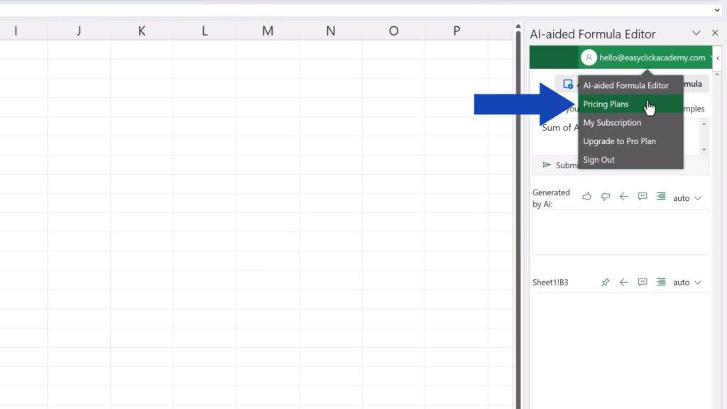 How to Integrate ChatGPT into Excel - select pricing plans