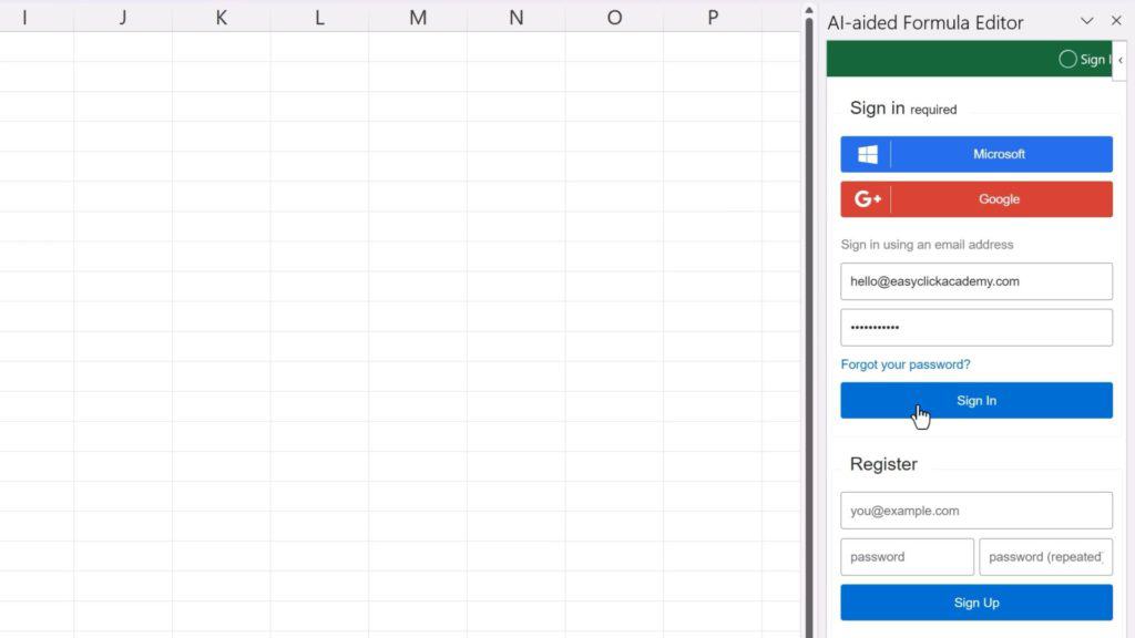 How to Integrate ChatGPT into Excel - sign in