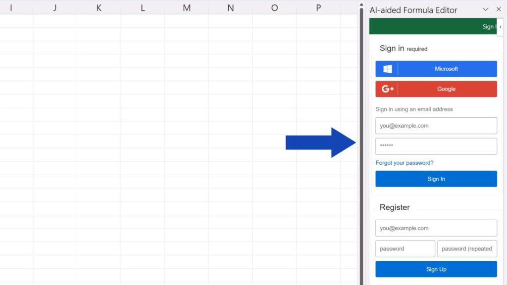 How to Integrate ChatGPT into Excel - the tool’s interface on the right 