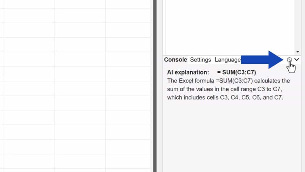 No Stress About Excel Formulas – Let AI Explain - use crossed circle sign to remove the explanation