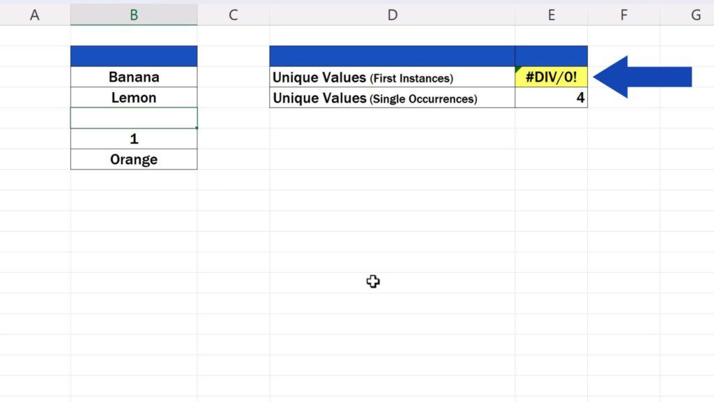 How to Count Unique Values in Excel - the first formula shows error