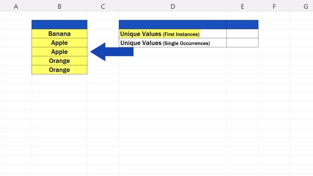 How to Count Unique Values in Excel -  the first instance of a value