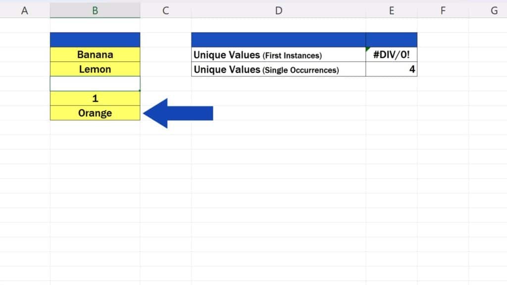 How to Count Unique Values in Excel - the second formula works fine with empty cells