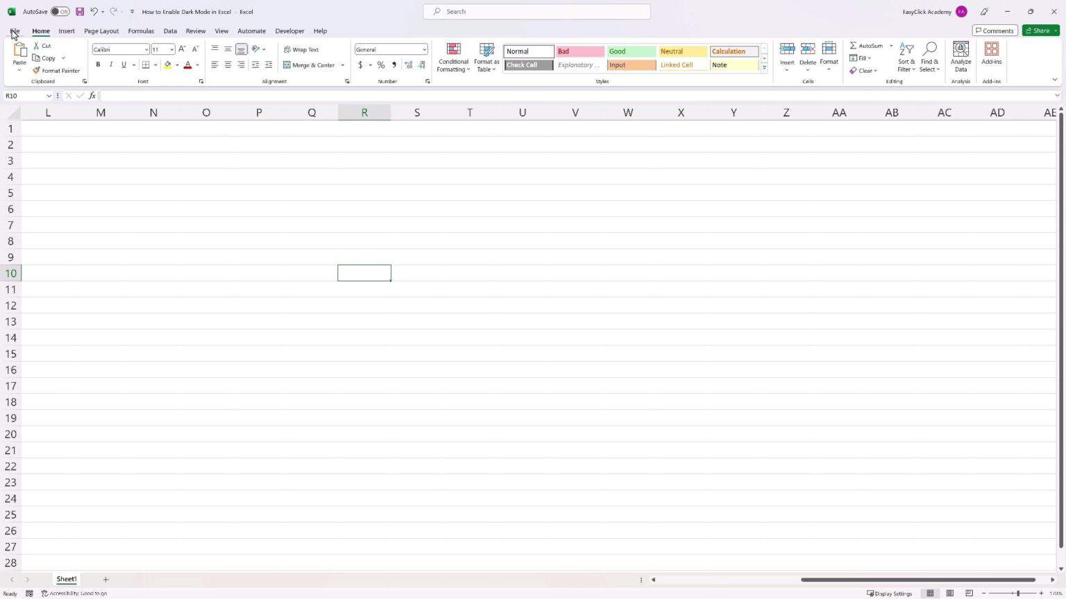 How to Enable Dark Mode in Excel (The Ultimate Guide) - EasyClick ...