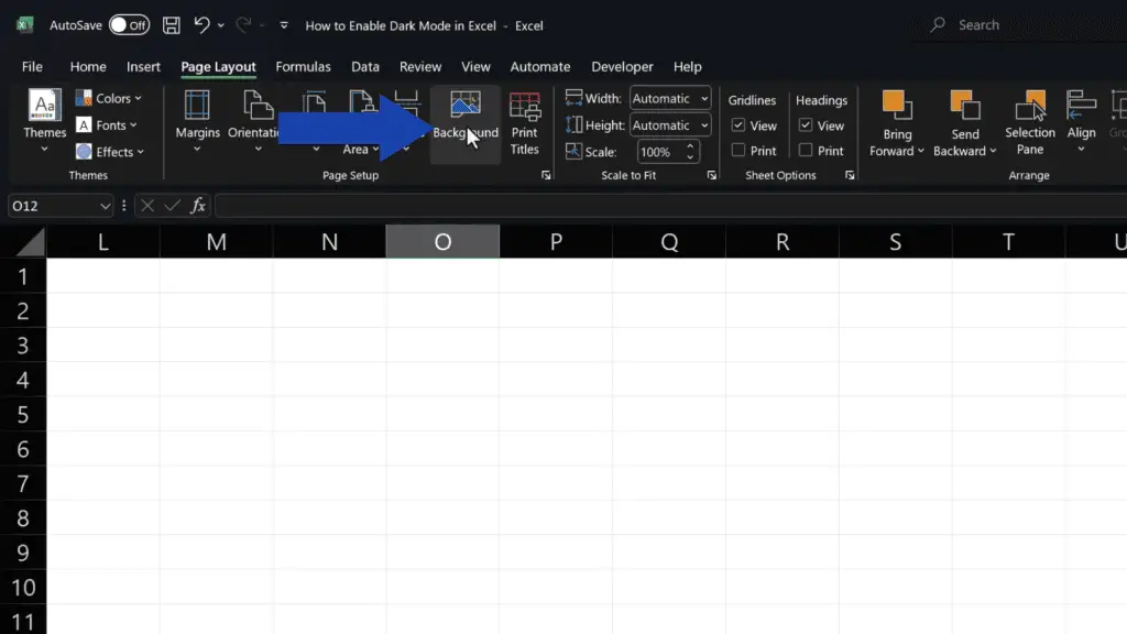 How to Enable Dark Mode in Excel - click on ‘Delete Background’