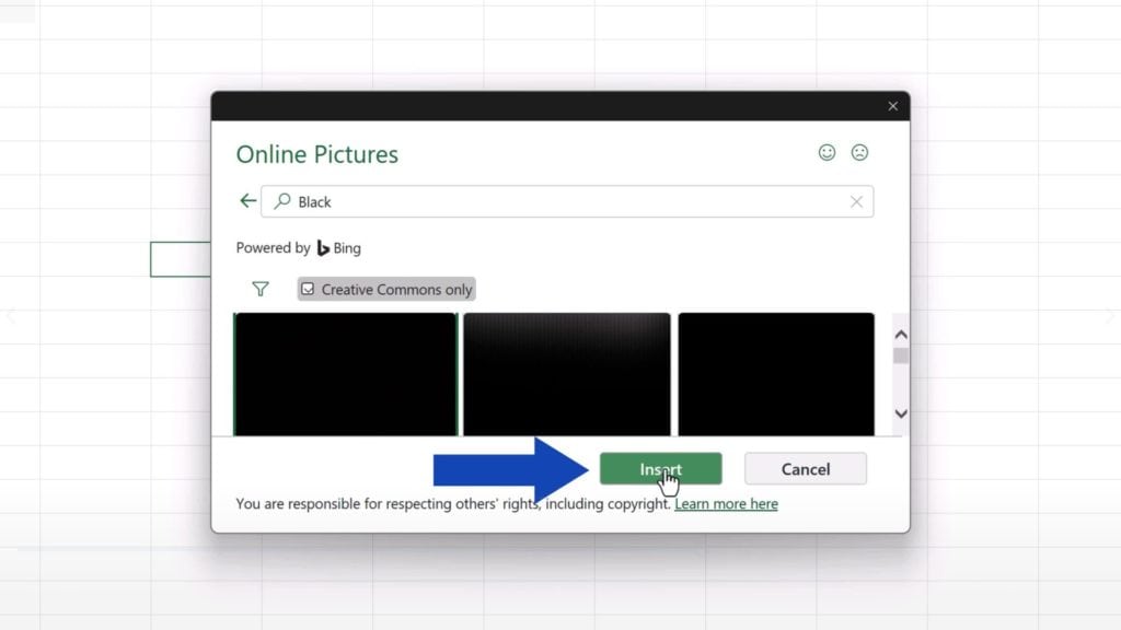 How to Enable Dark Mode in Excel - press Insert