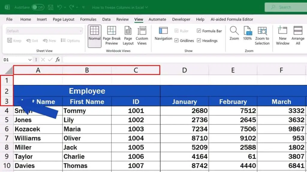How to Freeze Columns in Excel - Freeze Multiple Columns And Rows at Once
