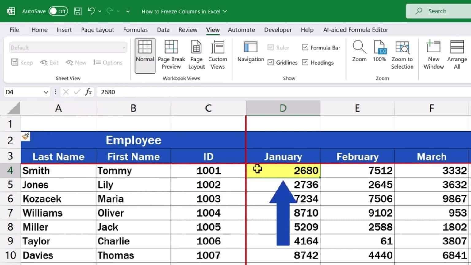 How to Freeze Columns in Excel (A Single or Multiple Columns
