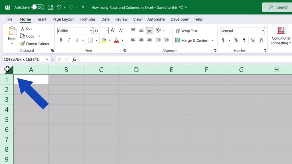 How Many Rows and Columns There Are in Excel - check the exact number of rows and columns in an Excel