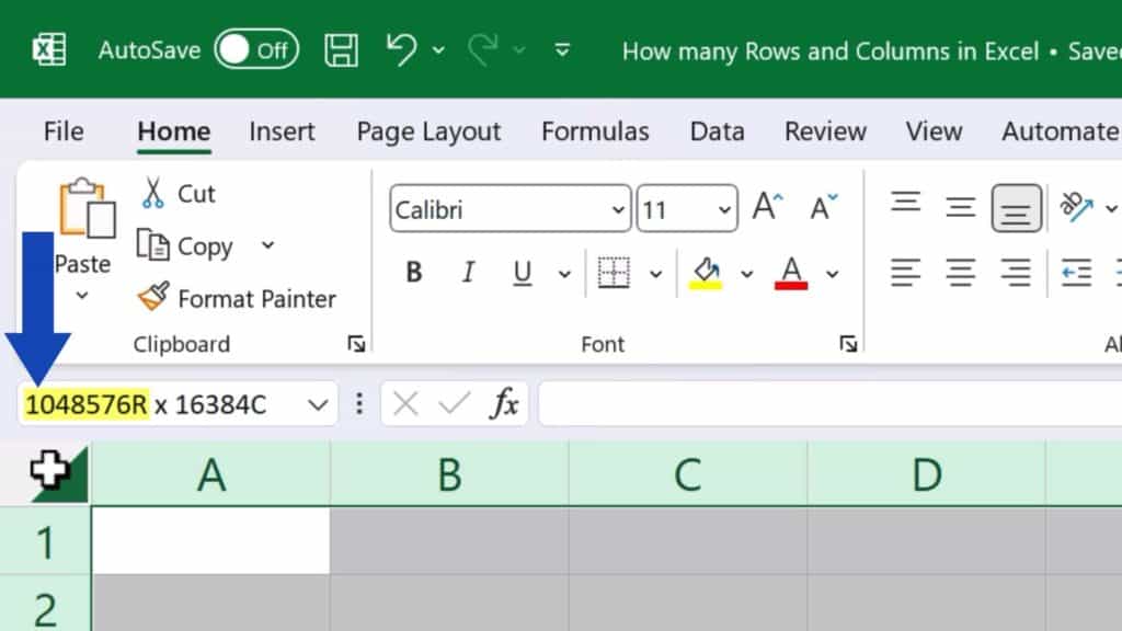 How Many Rows and Columns There Are in Excel - one million, forty-eight thousand, five hundred and seventy-six rows
