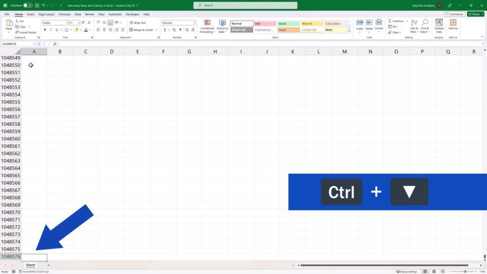 Excel Rrow How Many Rows and Columns There Are in Excel - EasyClick ...