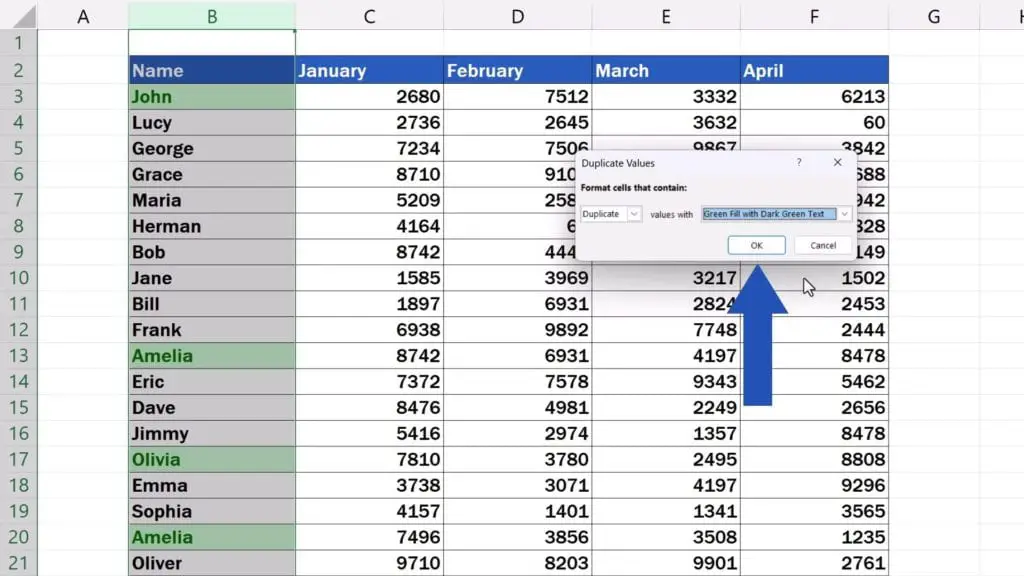 How to Highlight Duplicates in Excel - confirm with OK