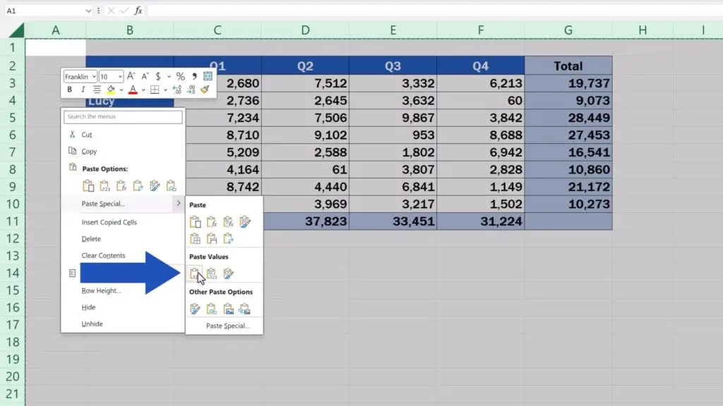 How to Remove a Formula in Excel - find ‘Paste Special’ and click on ‘Paste Values’