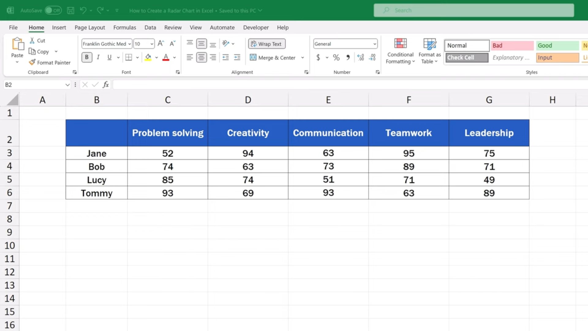 How to Create a Radar Chart in Excel (Quick and Easy) - EasyClick ...