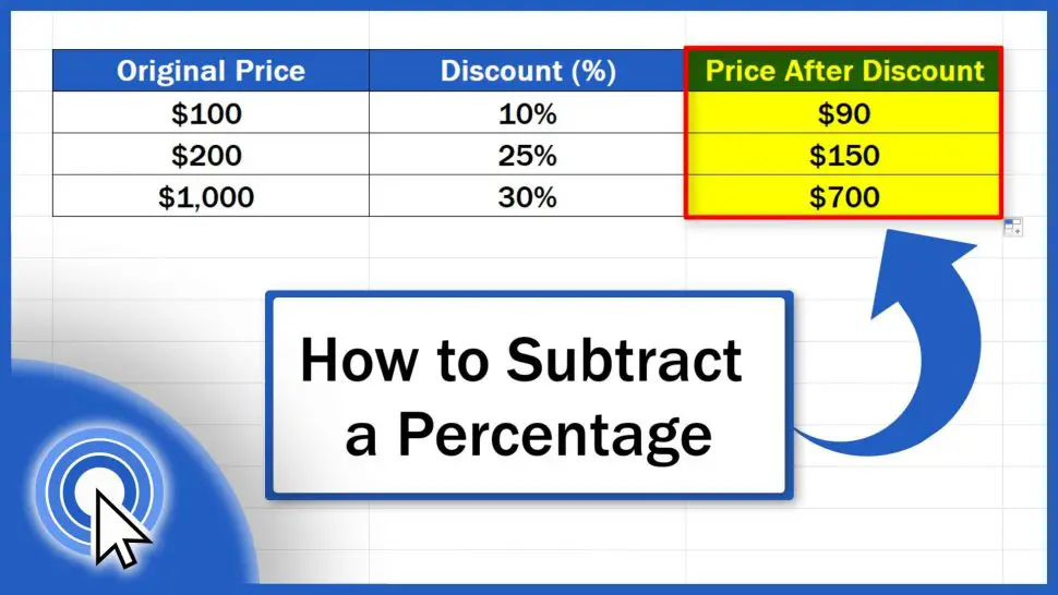 How to Subtract a Percentage in Excel